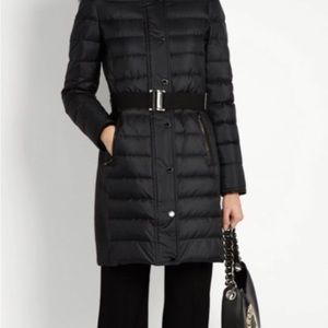 Burberry puffer coat with detachable fox fur hood.